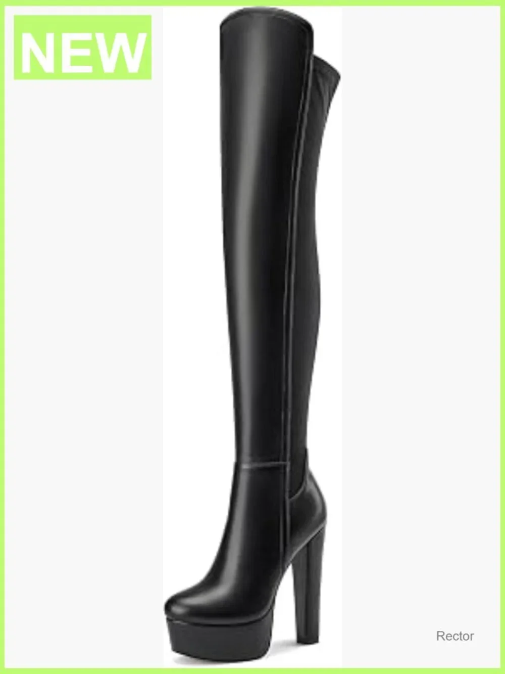Thigh High Block Heel Over The Knee Boots Platform Chunky Heel 5.9 Inch Zip